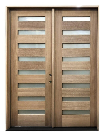 6 ft. x 8 ft. Mahogany Prehung Front Double Door Modern 8 Lite  Main Layout Photo