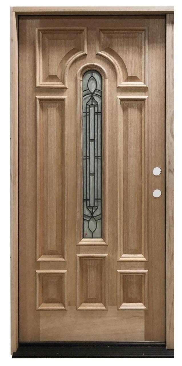 3 ft. x 6 ft. 8 in. Mahogany Prehung Front Door with Leaded Glass Main Layout Photo