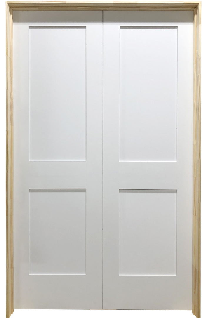 3 ft. x 6 ft. 8 in. White Shaker 2-Panel Solid Core Primed MDF Prehung Interior French Door Main Layout Photo