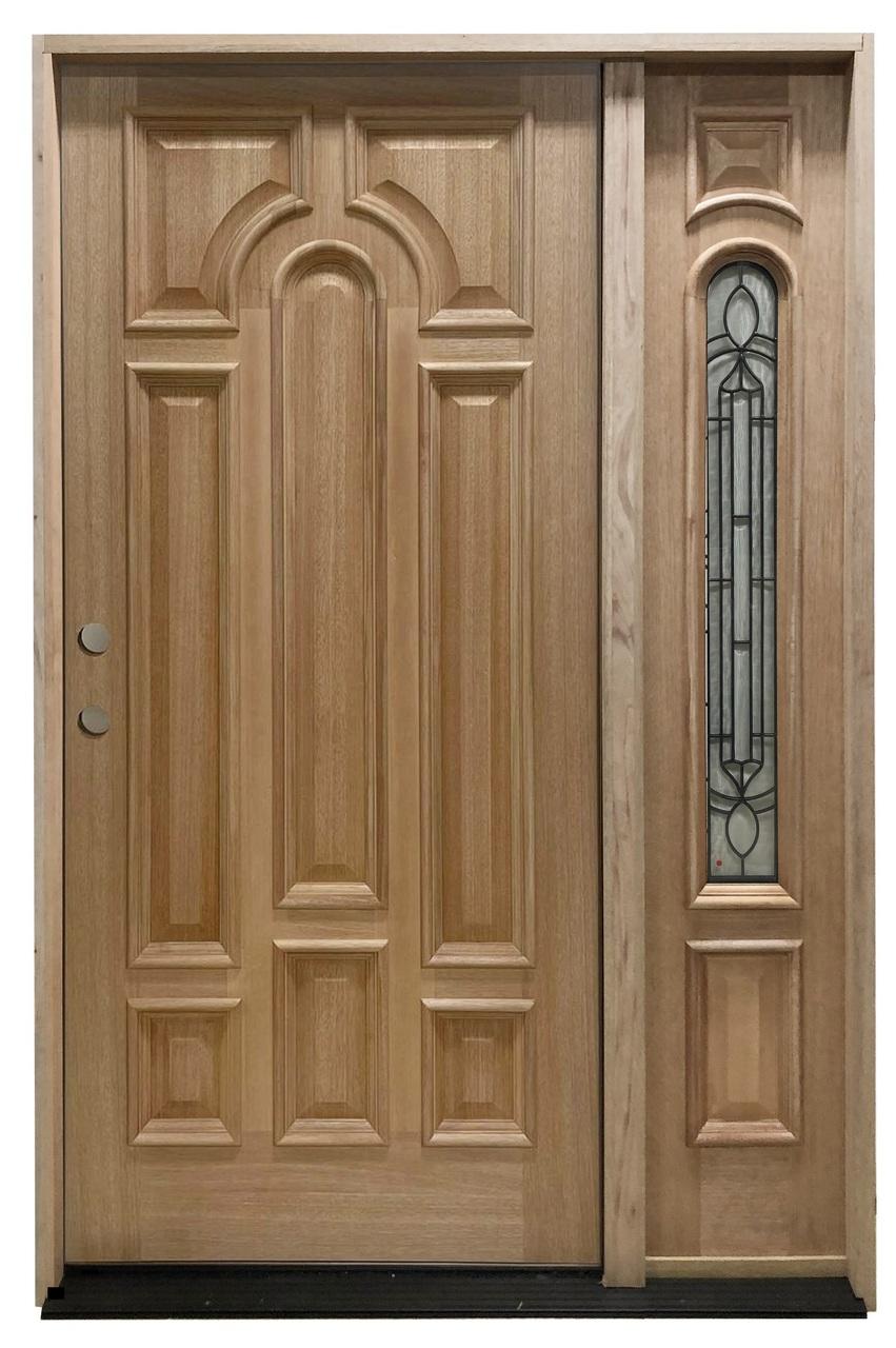 4 ft. 5 in. x 6 ft. 8 in. Mahogany Prehung Front Door And One Sidelite Main Layout Photo