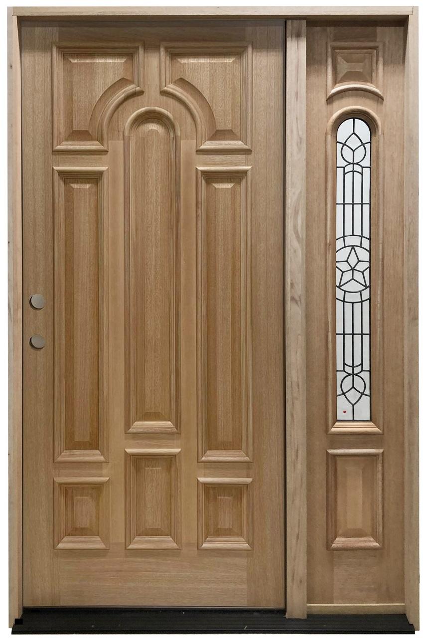 4 ft. 5 in. x 6 ft. 8 in. Mahogany Prehung Front Door And One Texas Star Sidelite Main Layout Photo
