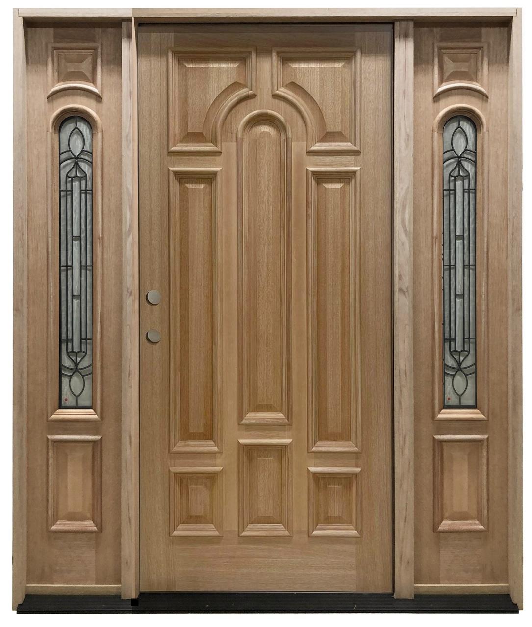 5 ft. 9 in. x 6 ft. 8 in. Mahogany Prehung Front Door with Two Sidelites Main Layout Photo