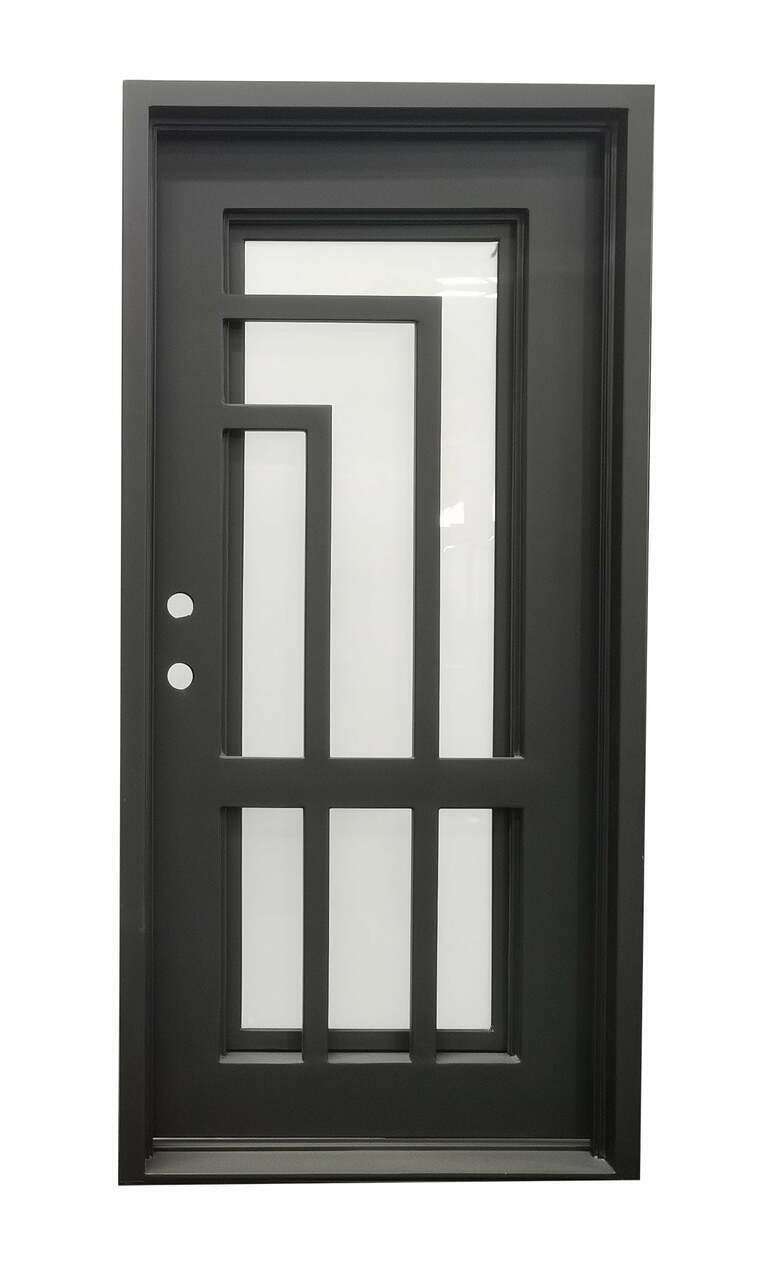 Oslo 3 ft. x 6 ft. 8 in. Exterior Single Wrought Iron Prehung Door Main Layout Photo